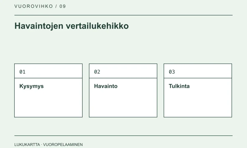 Havaintojen vertailukehikko: Kysymys, Havainto, Tulkinta